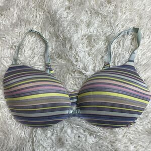 Victoria’s Secret Plunge Bra Striped Lined Underwire Knit Women’s 36 D